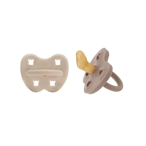 Hevea Natural Rubber Pacifier - Sandy Nude & Tan Beige - Twin Pack-Hevea-Orthodontic 3-36 months-Hello Charlie