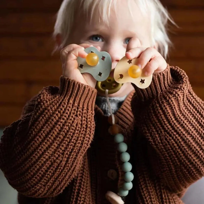 Hevea Pacifier Holder - Natural Rubber-Hevea-Powder Pink-Hello Charlie