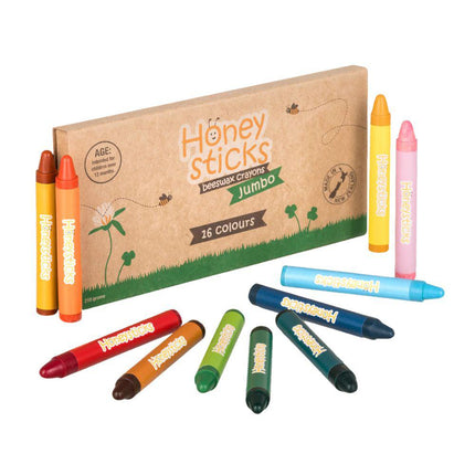 Honeysticks Beeswax Crayons 16 Pack - Jumbo-Honeysticks-Hello Charlie
