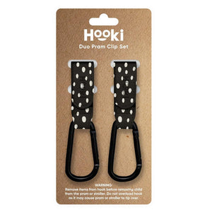 Hooki Duo Pram Clip Hook - Dotty Black--Hello-Charlie