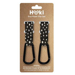 Hooki Duo Pram Clip Hook - Dotty Black-Hooki-Hello Charlie