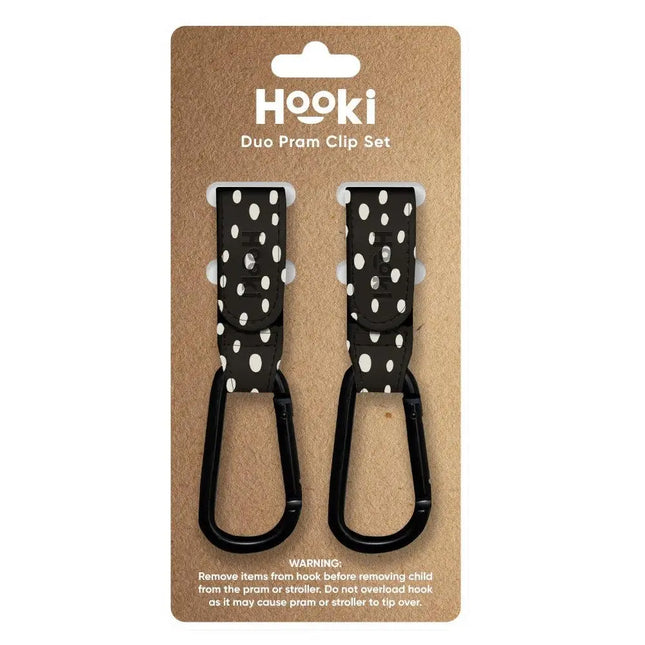 Hooki Duo Pram Clip Hook - Dotty Black-Hooki-Hello Charlie