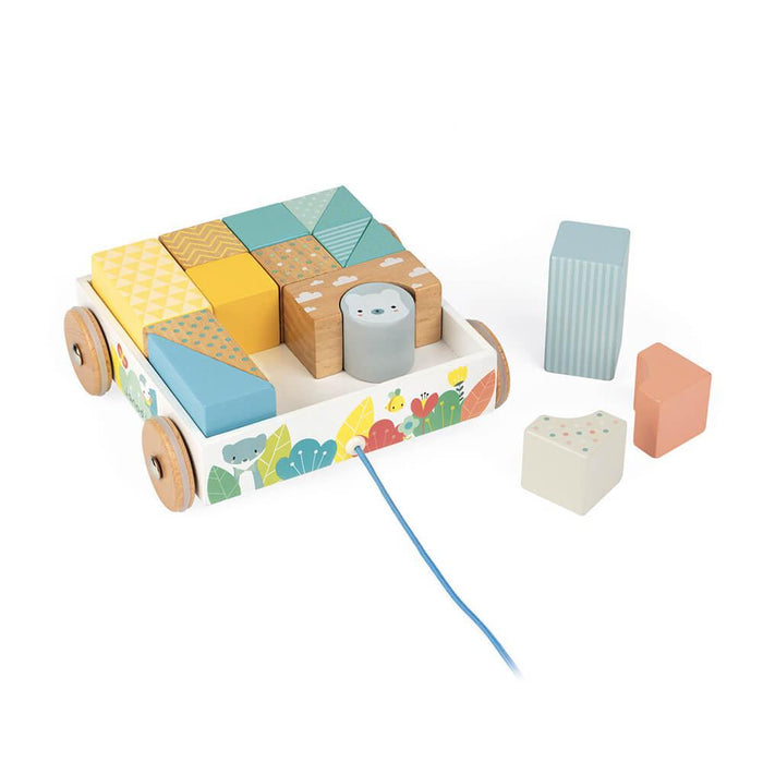 Janod Pure Pull Along Blocks Cart - Hello Charlie