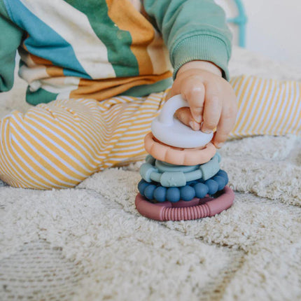 Jellystone Designs Silicone Rainbow Stacker & Teething Toy - Earth-Jellystone Designs-Hello Charlie