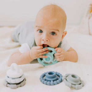 Jellystone Designs Silicone Rainbow Stacker & Teething Toy - Ocean-Hello-Charlie