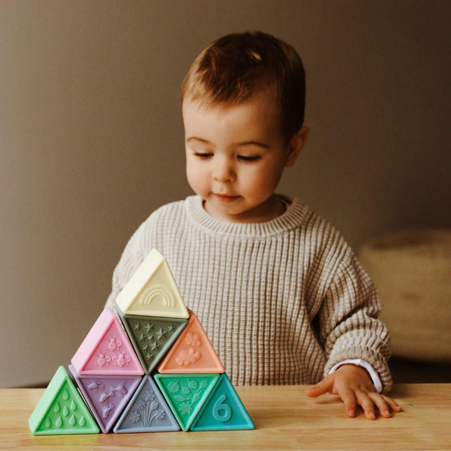 Jellystone Designs Triblox Silicone Triangle Blocks - Rainbow Pastel-Jellystone Designs-Hello Charlie