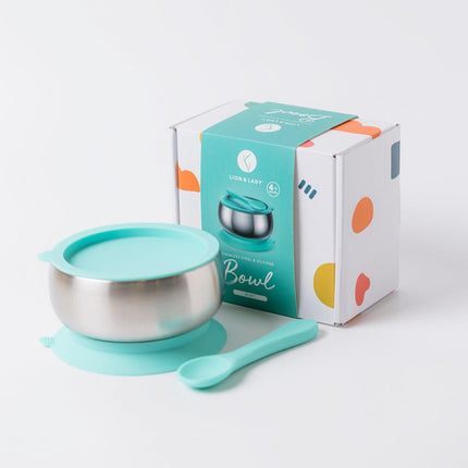 Lion & Lady 18/8 Stainless Steel Feeding Bowl with Silicone Suction Base-Lion & Lady-Mint-Hello Charlie