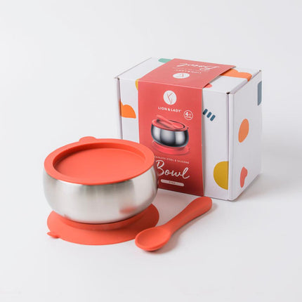 Lion & Lady 18/8 Stainless Steel Feeding Bowl with Silicone Suction Base-Lion & Lady-Fuchsia Pink-Hello Charlie