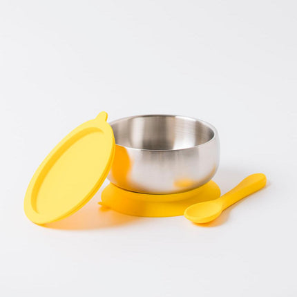 Lion & Lady 18/8 Stainless Steel Feeding Bowl with Silicone Suction Base-Lion & Lady-Buttercup Yellow-Hello Charlie
