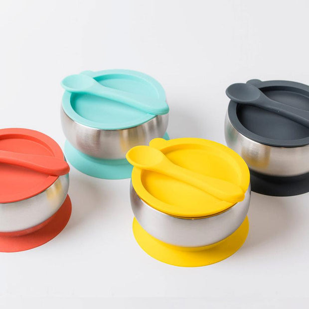 Lion & Lady 18/8 Stainless Steel Feeding Bowl with Silicone Suction Base-Lion & Lady-Buttercup Yellow-Hello Charlie