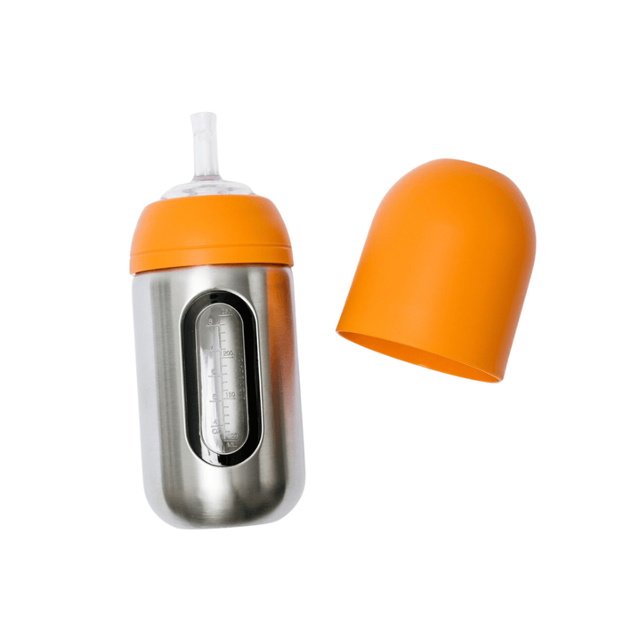 Lion & Lady 18/8 Stainless Steel Toddler Straw Lid Bottle with Window 350ml - Burnt Orange - Hello Charlie