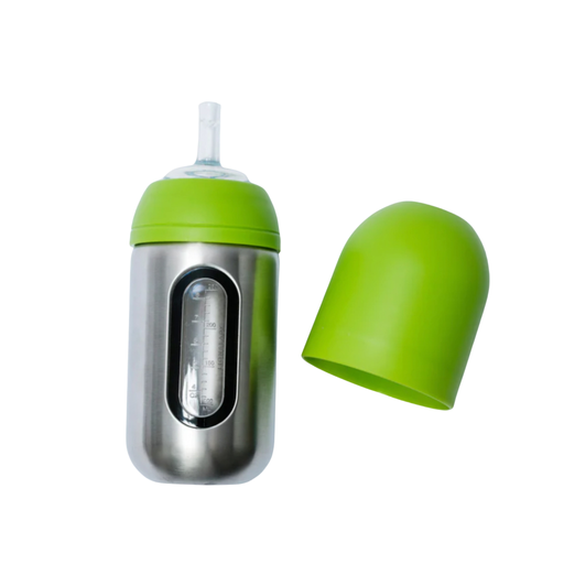 Lion & Lady 18/8 Stainless Steel Toddler Straw Lid Bottle with Window 350ml - Green Apple-Hello-Charlie