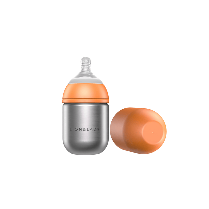 Lion & Lady Stainless Steel Feeding Bottle Single 210ml - Burnt Orange - Hello Charlie