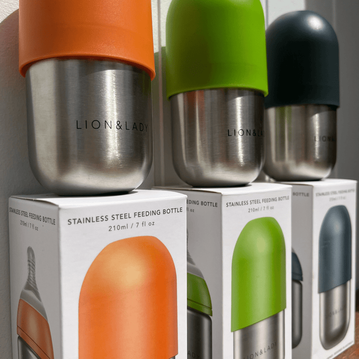 Lion & Lady Stainless Steel Feeding Bottle Single 210ml - Burnt Orange - Hello Charlie