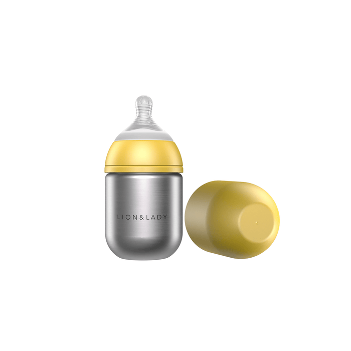 Lion & Lady Stainless Steel Feeding Bottle Single 210ml - Buttercup Yellow - Hello Charlie