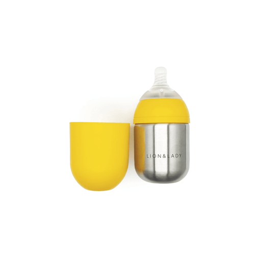 Lion & Lady Stainless Steel Feeding Bottle Single 210ml - Buttercup Yellow - Hello Charlie