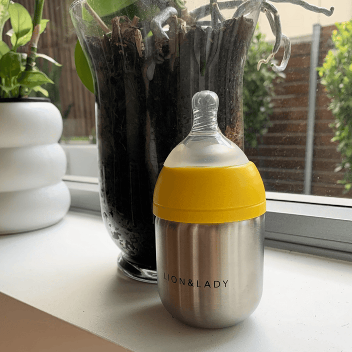 Lion & Lady Stainless Steel Feeding Bottle Single 210ml - Buttercup Yellow - Hello Charlie