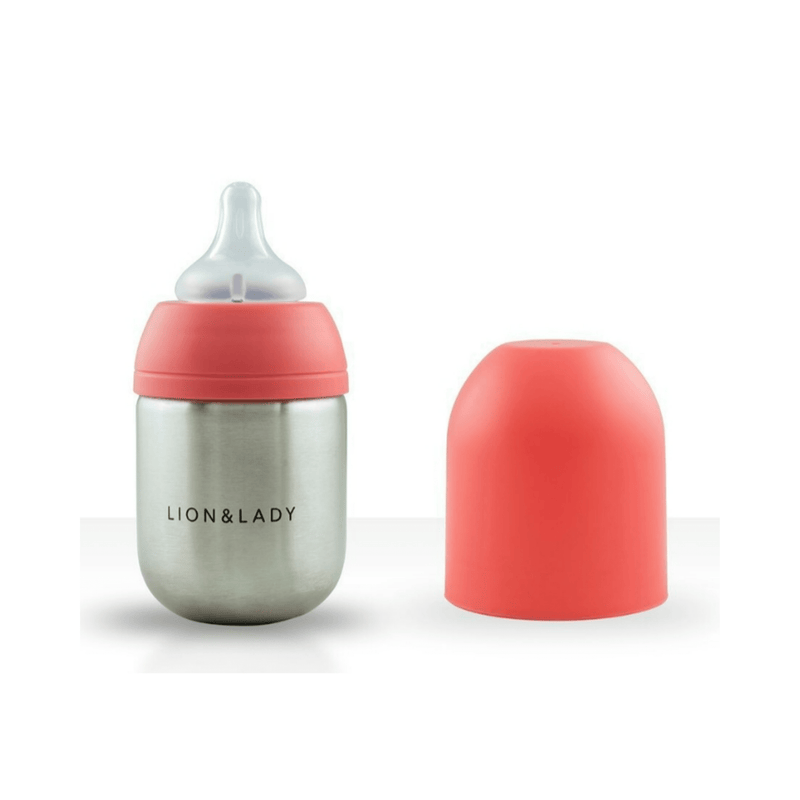 Lion & Lady Stainless Steel Feeding Bottle Single 210ml - Fuchsia Pink-Lion & Lady-Hello Charlie