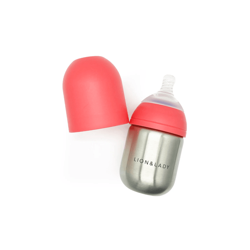 Lion & Lady Stainless Steel Feeding Bottle Single 210ml - Fuchsia Pink - Hello Charlie