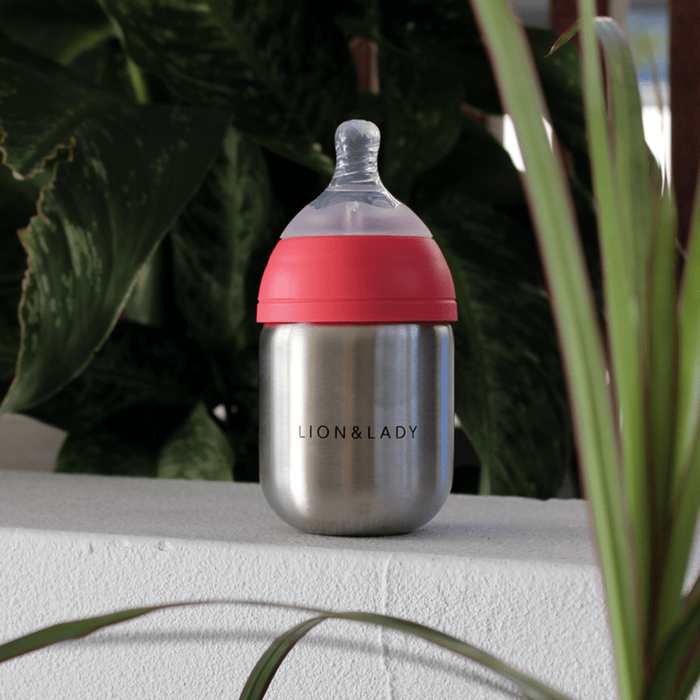 Lion & Lady Stainless Steel Feeding Bottle Single 210ml - Fuchsia Pink - Hello Charlie