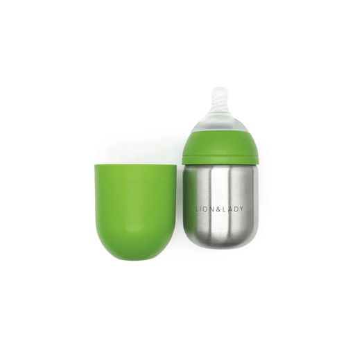 Lion & Lady Stainless Steel Feeding Bottle Single 210ml - Green Apple - Hello Charlie