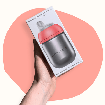 Lion & Lady Stainless Steel Sippy Cup 210ml - Fuchsia Pink-Lion & Lady-Hello Charlie