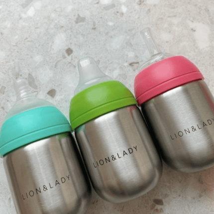 Lion & Lady Toddler Stainless Steel Straw Cup 210ml - Fuchsia Pink-Lion & Lady-Hello Charlie