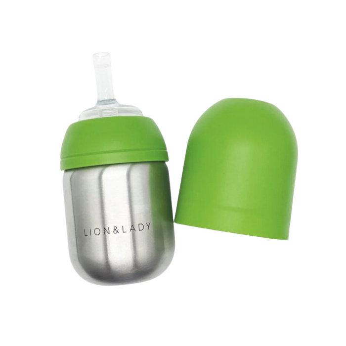 Lion & Lady Toddler Stainless Steel Straw Cup 210ml - Green Apple-Hello-Charlie