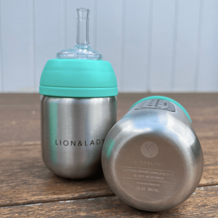 Lion & Lady Toddler Stainless Steel Straw Cup 210ml - Green Apple - Hello Charlie