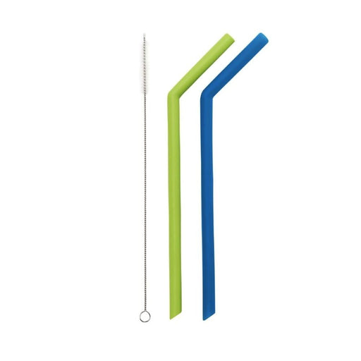 Little Mashies Reusable Silicone Straws with Cleaning Brush - Blue & Green--Hello-Charlie