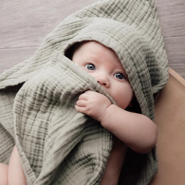Natruba Organic Muslin Hooded Baby Towel--Hello-Charlie