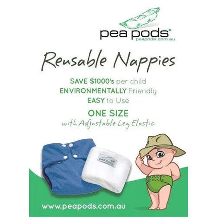 Pea Pods One Size Nappies-Pea Pods-Aqua Blue-Hello Charlie