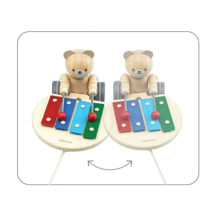 Plan Toys Wooden Pull Along Toy - Musical Bear - Hello Charlie