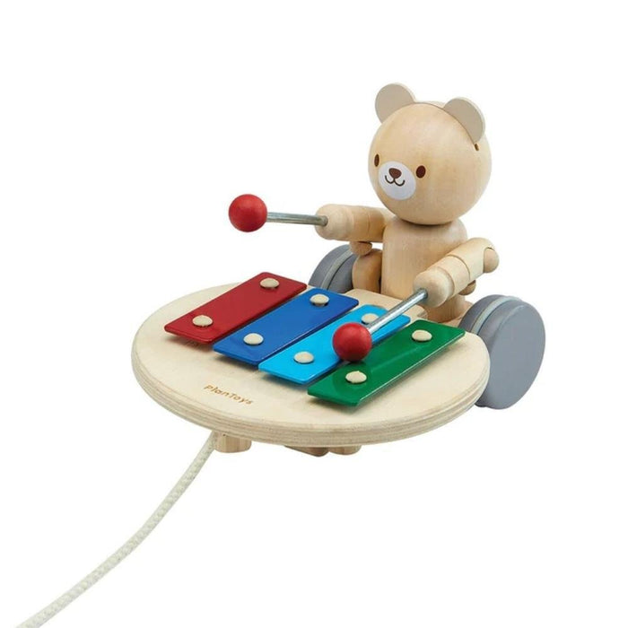 Plan Toys Wooden Pull Along Toy - Musical Bear - Hello Charlie