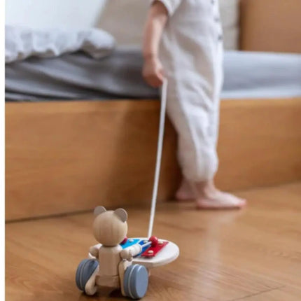 Plan Toys Wooden Pull Along Toy - Musical Bear-Plan Toys-Hello Charlie