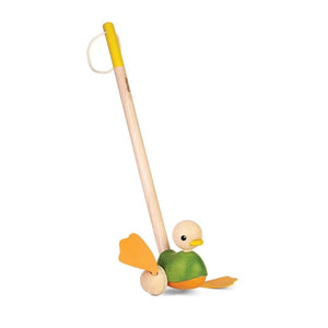 Plan Toys Wooden Push Along Toy - Duck--Hello-Charlie