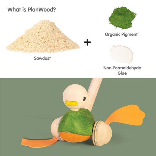 Plan Toys Wooden Push Along Toy - Duck - Hello Charlie