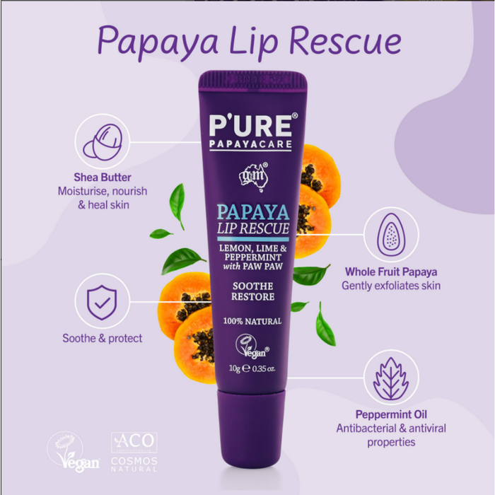 Pure Papayacare Rescue Lip Balm - Paw Paw with Lemon, Lime & Peppermint--Hello-Charlie