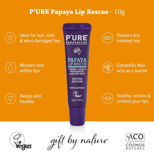 Pure Papayacare Rescue Lip Balm - Paw Paw with Lemon, Lime & Peppermint - Hello Charlie