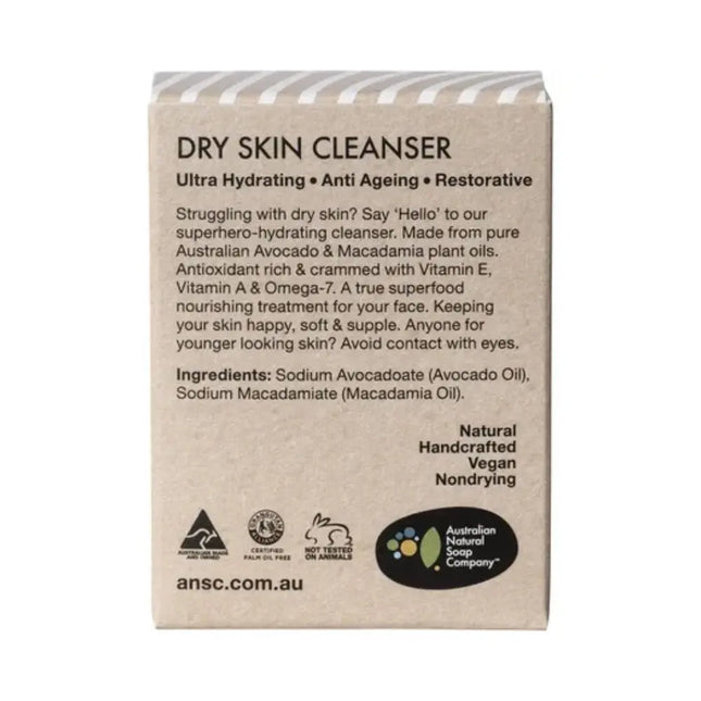 The ANSC Solid Soap Dry Skin Cleanser Avocado & Macadamia-The Australian Natural Soap Company-Hello Charlie
