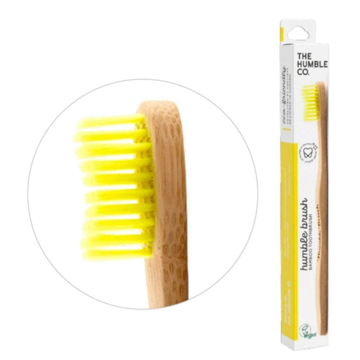 The Humble Co. Adult Medium Toothbrush-Yellow-Hello-Charlie