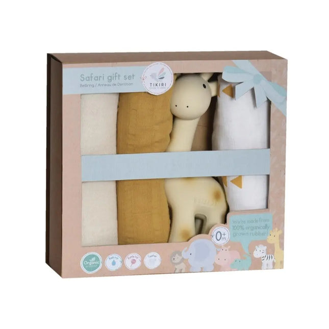Tikiri Giraffe Teether & Organic Muslin Wraps - Baby Gift Set-Tikiri-Hello Charlie