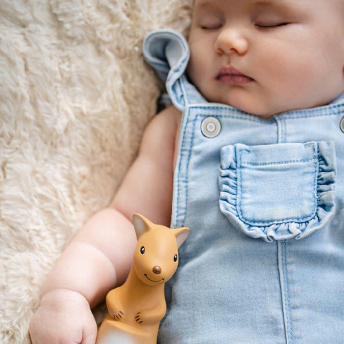 Tikiri My First Aussie Natural Rubber Teether & Rattle - Kangaroo - Hello Charlie