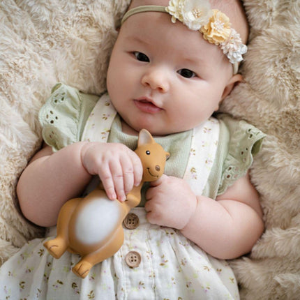 Tikiri My First Aussie Natural Rubber Teether & Rattle - Kangaroo-Tikiri-Hello Charlie