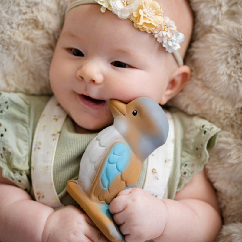 Tikiri My First Aussie Natural Rubber Teether & Rattle - Kookaburra-Tikiri-Hello Charlie