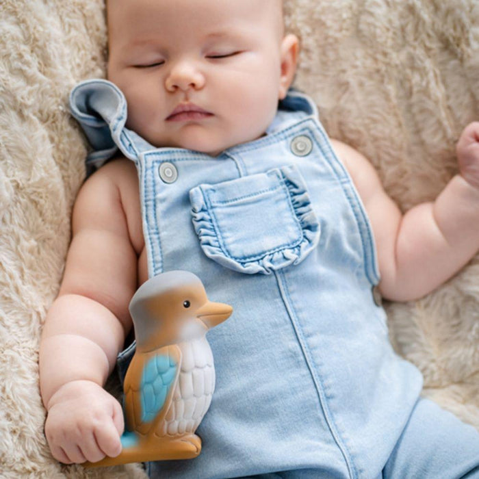 Tikiri My First Aussie Natural Rubber Teether & Rattle - Kookaburra - Hello Charlie