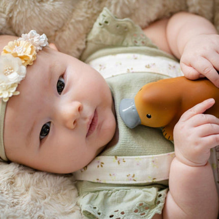 Tikiri My First Aussie Natural Rubber Teether & Rattle - Platypus-Tikiri-Hello Charlie