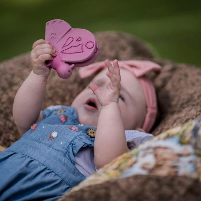 Tikiri My First Garden Natural Rubber Teether & Rattle - Butterfly - Hello Charlie