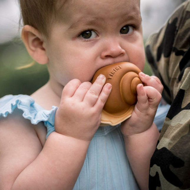 Tikiri My First Garden Natural Rubber Teether & Rattle - Snail-Tikiri-Hello Charlie