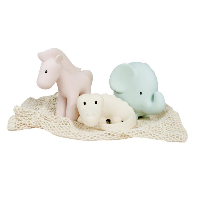 Tikiri Rubber Teether Animals - Marshmallow Set - Hello Charlie